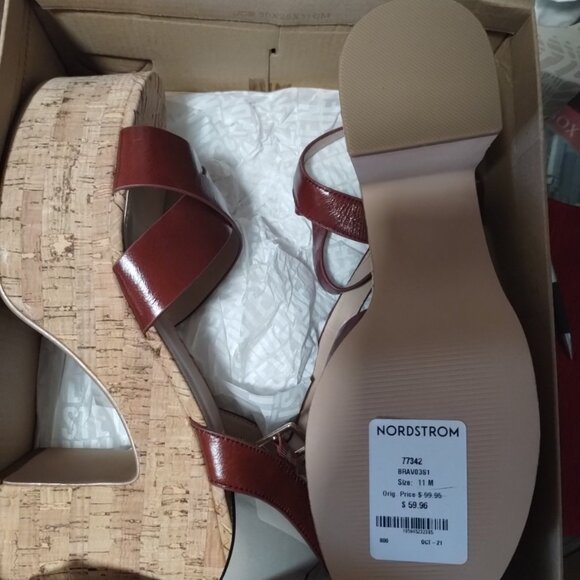 Steve Madden Brava Platform Sandal Red Suede w/Cork Size 11M - Picture 5 of 8